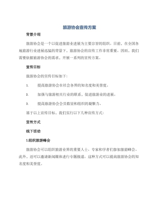 旅游协会宣传方案