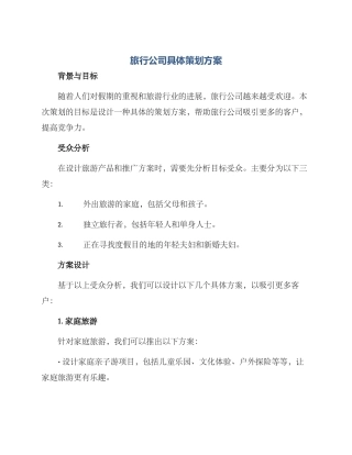 旅行公司具体策划方案