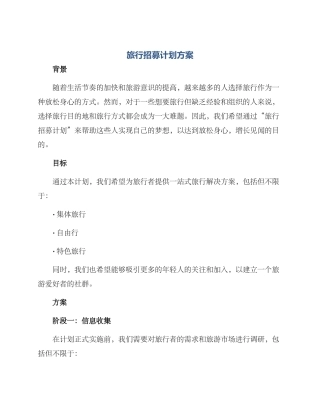 旅行招募计划方案