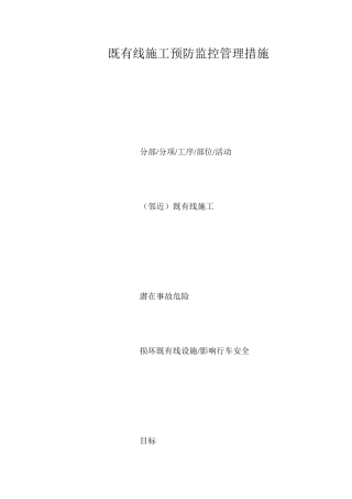 既有线施工预防监控管理措施
