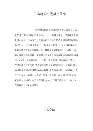 日本建造沿线减振住宅 