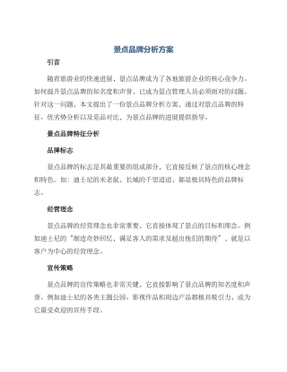 景点品牌分析方案