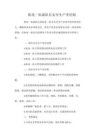 机电一队副队长安全生产责任制