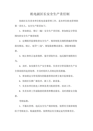 机电副区长安全生产责任制