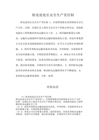 机电处处长安全生产责任制