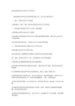 机电科团支部书记安全生产责任制
