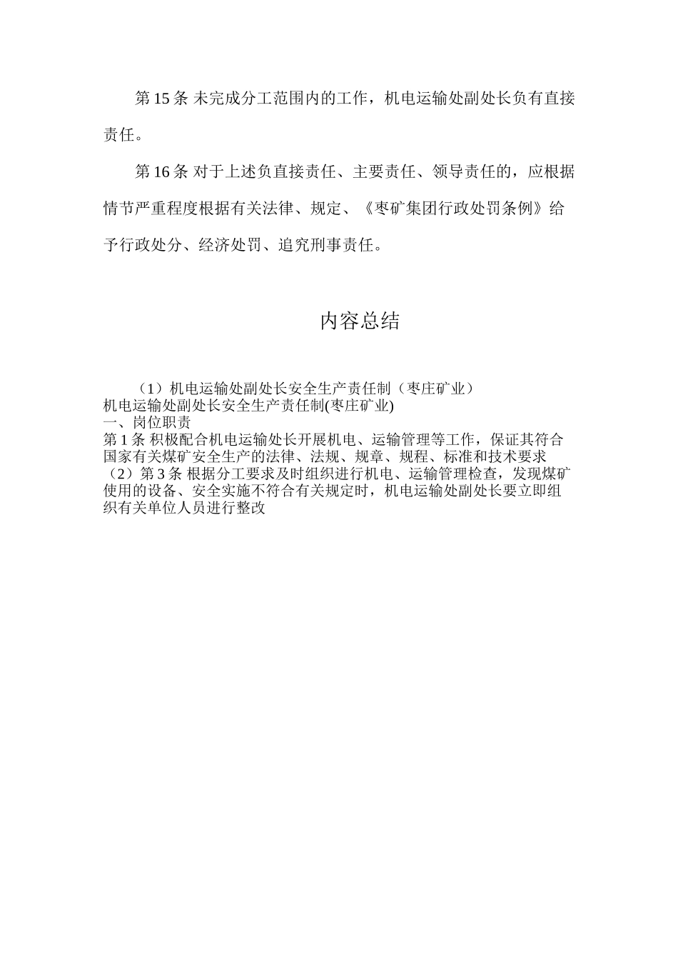 机电运输处副处长安全生产责任制（枣庄矿业）_第3页