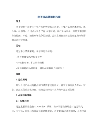 李子漆品牌策划方案