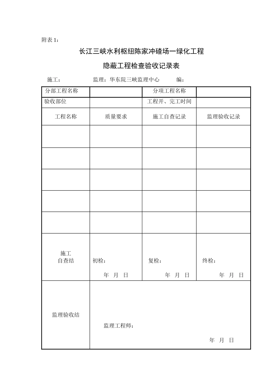 某冲碴场一期绿化监理细则附表_第1页