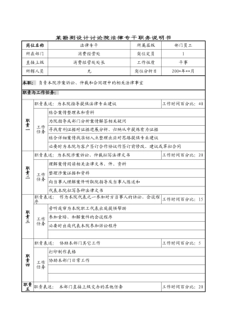 某勘测设计研究院法律专干职务说明书