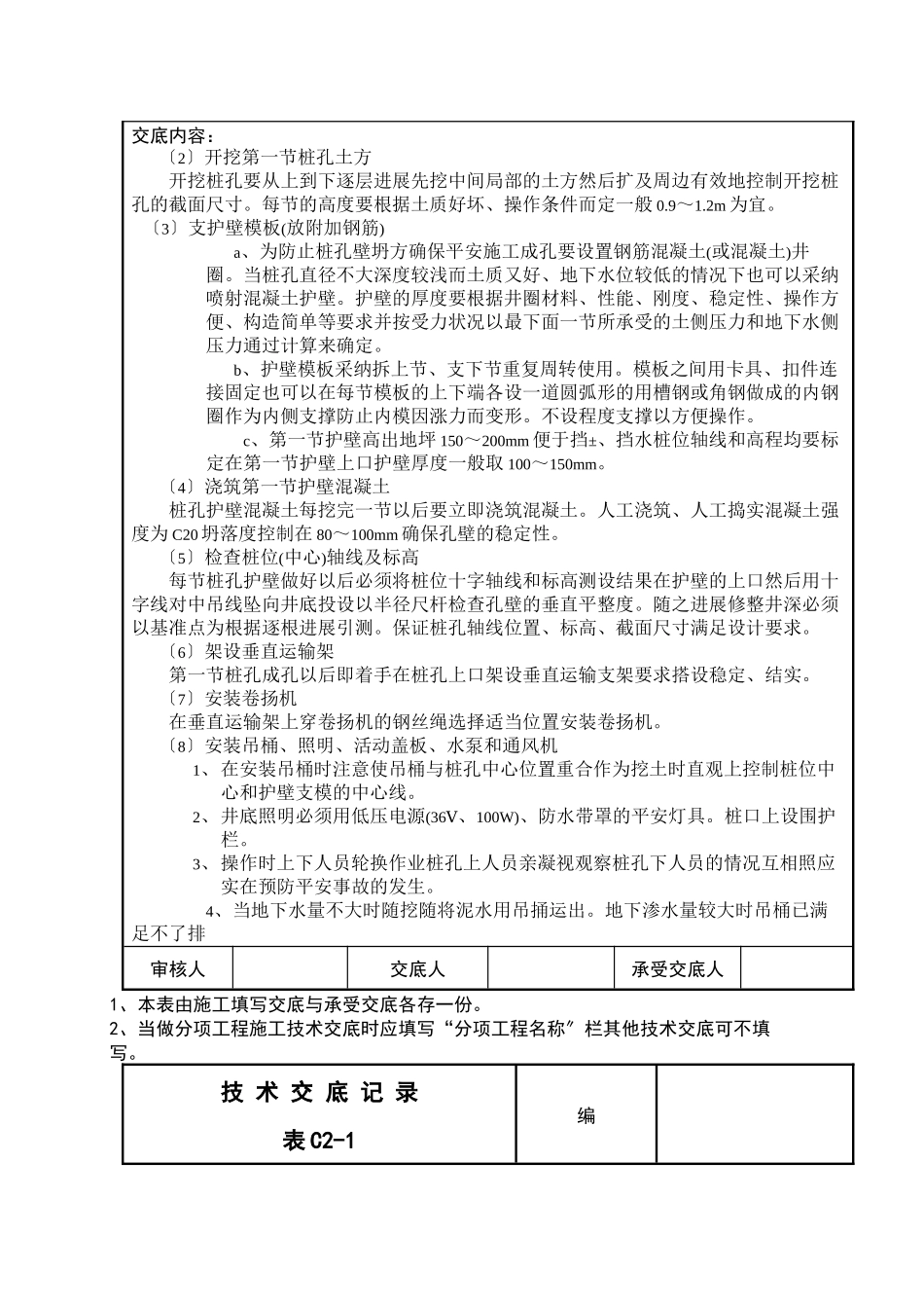 某厂房一期工程人工挖孔桩技术交底_第3页