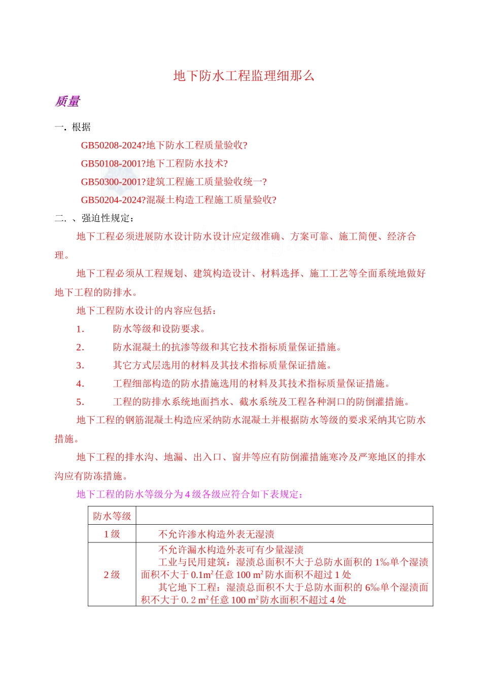 某地下防水工程监理实施细则_第1页
