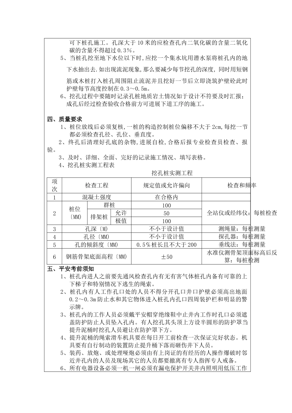 某大桥人工挖孔桩施工技术交底书_第2页