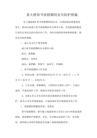 某大桥春节放假期间安全防护措施 