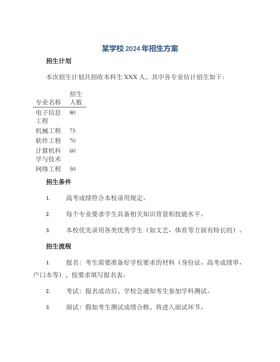 某学校招生方案_第1页