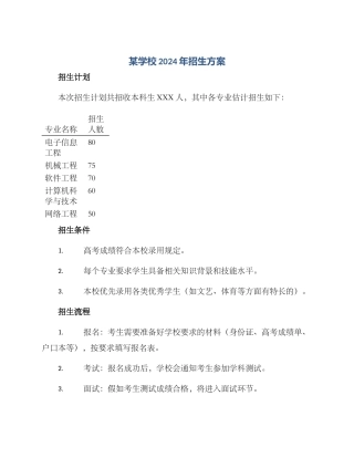 某学校招生方案
