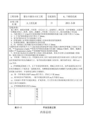 某小区人工挖孔桩质量技术交底