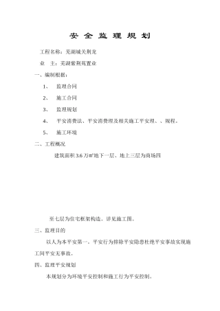 某市场安全监理规划