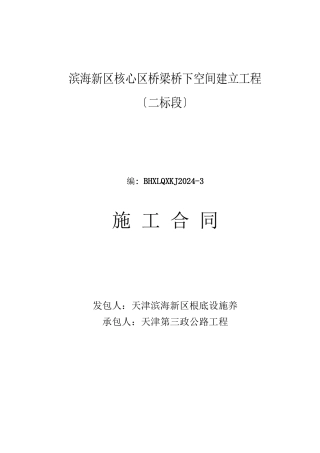 某新区核心区桥梁桥下空间建设工程施工合同