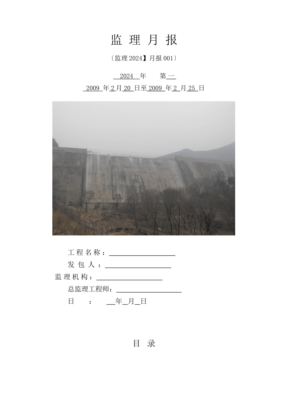 某水库工程监理月报ww_第1页