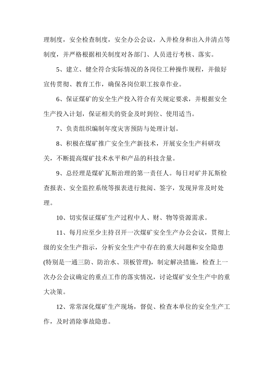 某煤矿总经理安全生产责任制_第2页