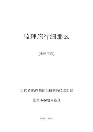 某集团三精制药技改工程监理实施细则