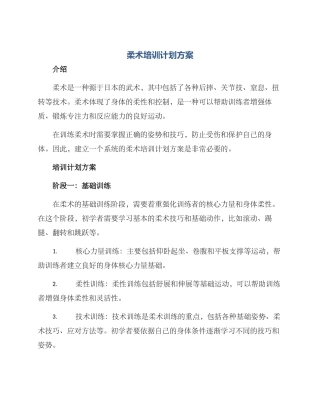 柔术培训计划方案