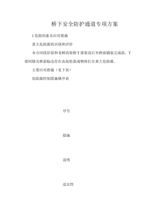 桥下安全防护通道专项方案
