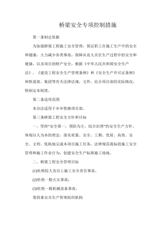 桥梁安全专项控制措施