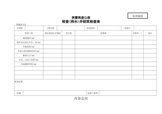 桥涵表57 检查（雨水）井砌筑检查表
