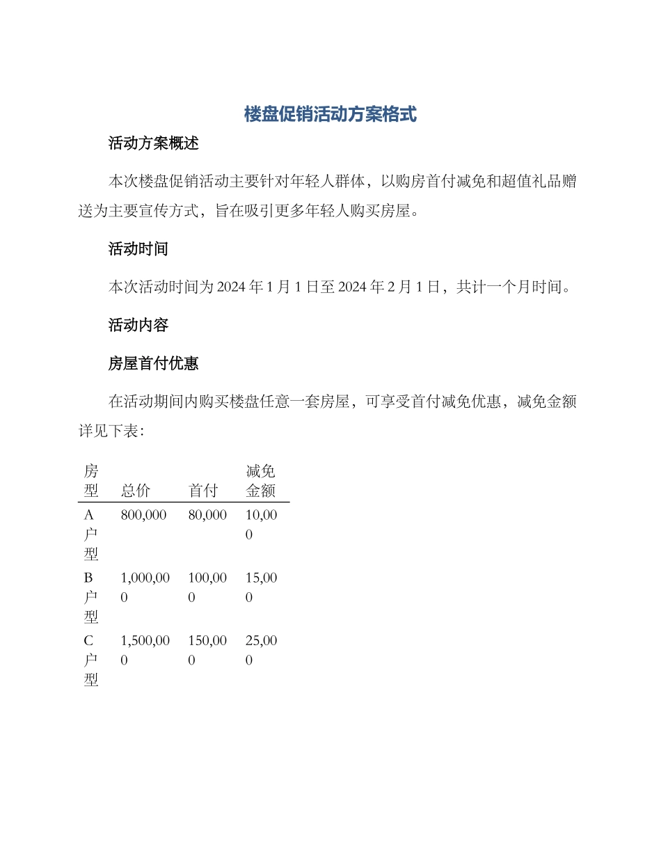 楼盘促销活动方案格式_第1页