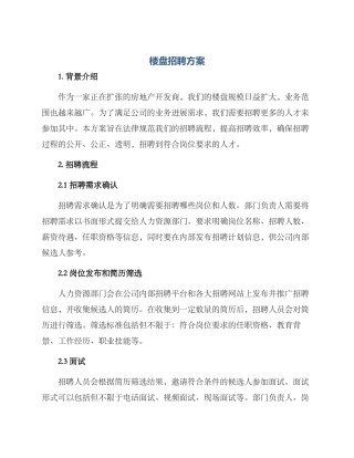 楼盘招聘方案
