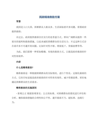 民政精准救助方案