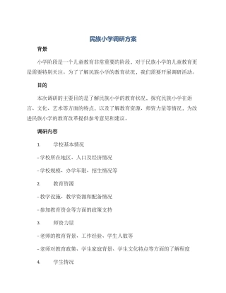 民族小学调研方案