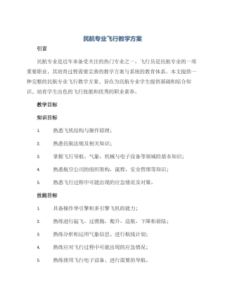 民航专业飞行教学方案