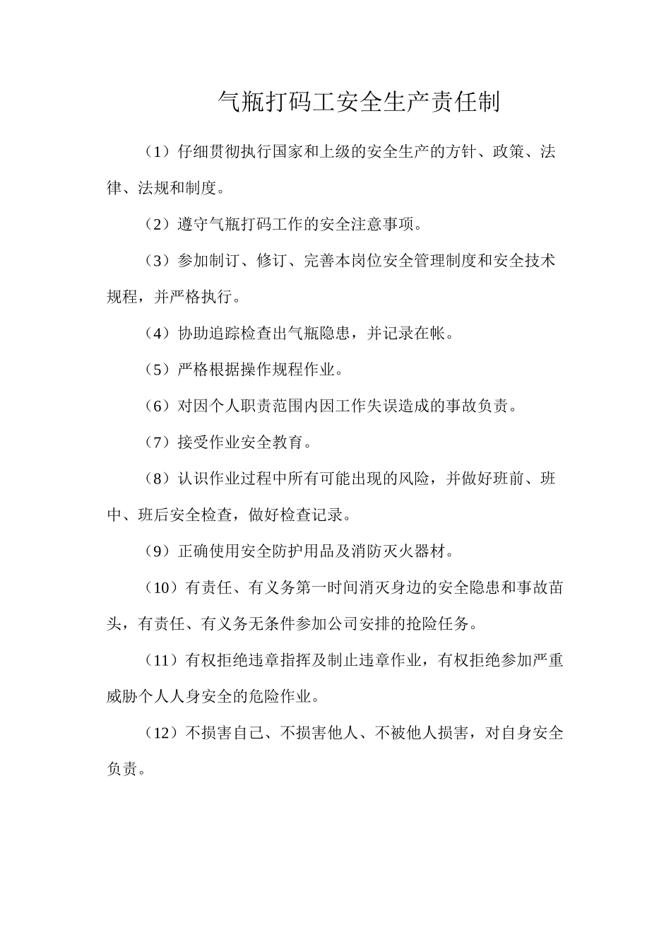 气瓶打码工安全生产责任制_第1页