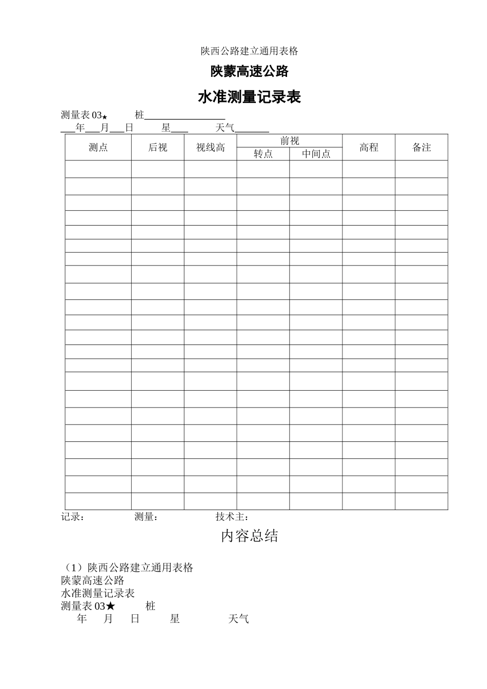 水准测量记录表_第1页