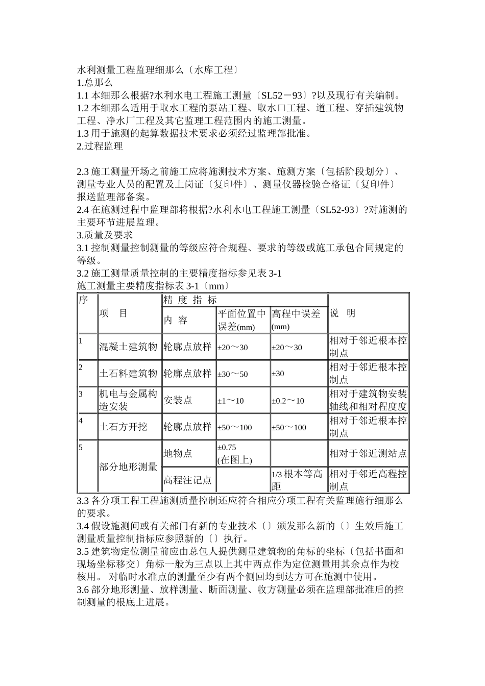 水利测量工程监理细则（水库工程）_第1页