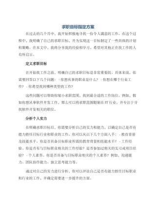 求职目标指定方案