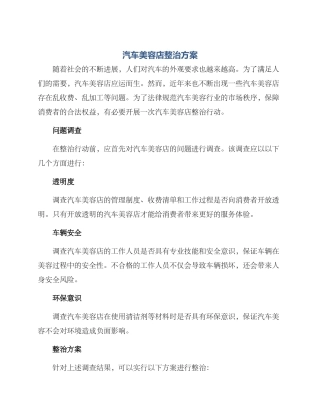 汽车美容店整治方案