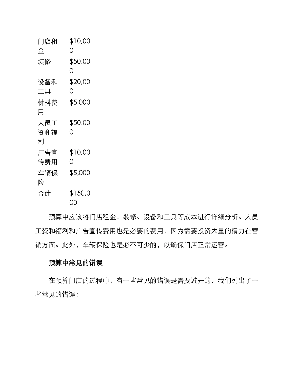 汽车美容门店预算方案_第2页