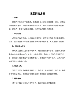 沐足销售方案