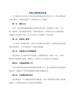 沙县大酒店整治方案