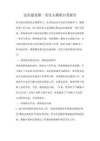 法治建设第一责任人履职自查报告