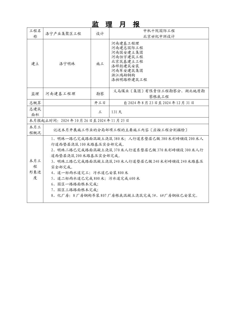 洛宁产业集聚区工程监理月报_第3页