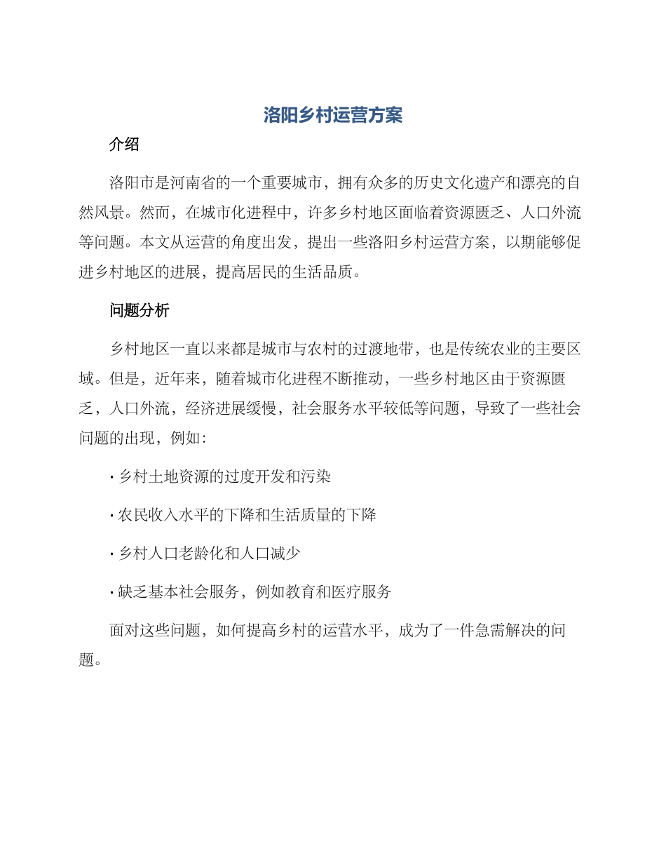 洛阳乡村运营方案_第1页