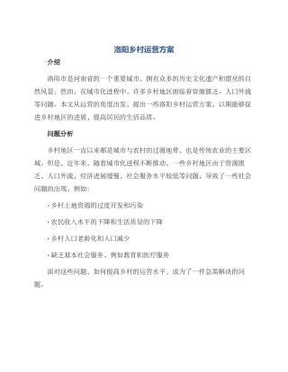 洛阳乡村运营方案