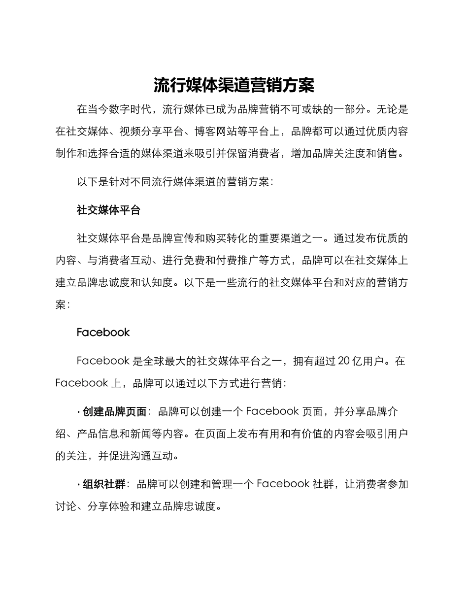 流行媒体渠道营销方案_第1页