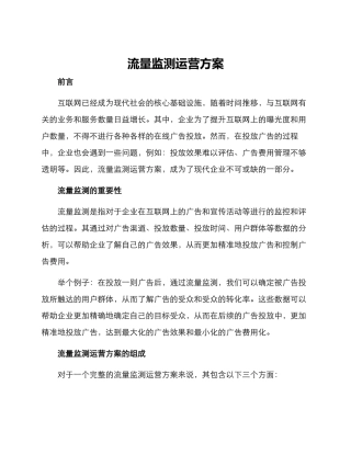 流量监测运营方案