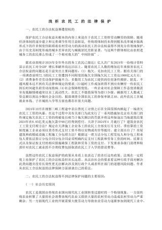 浅析农民工的法律保护